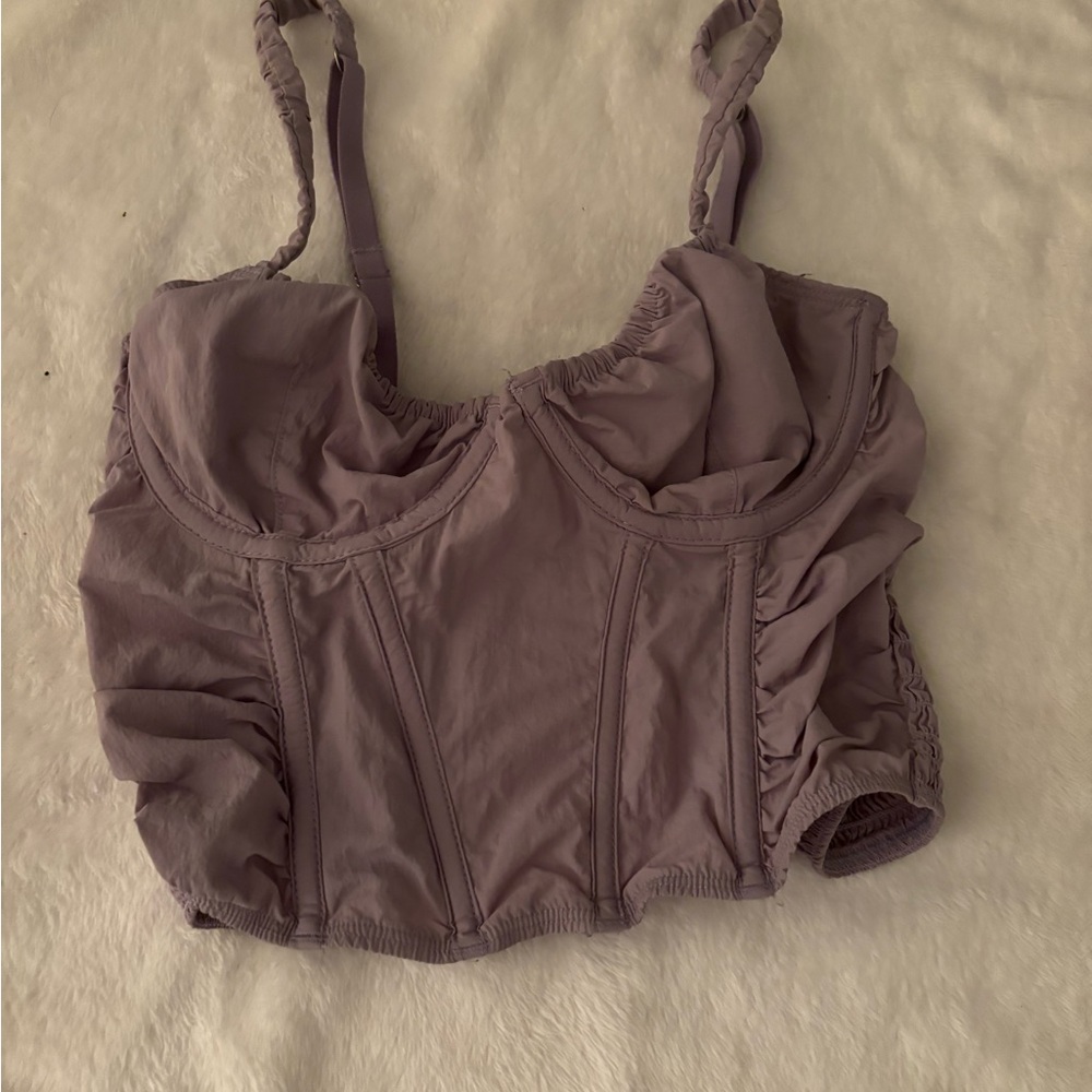 Purple Ruched Bustier Top